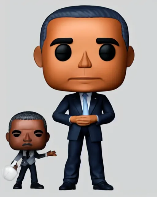 Prompt: full body 3d render of Barack Obama as a funko pop, studio lighting, white background, blender, trending on artstation, 8k, highly detailed