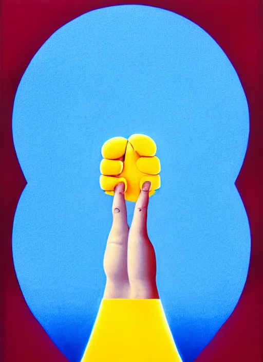 Prompt: hand holding a piece of paper by shusei nagaoka, kaws, david rudnick, airbrush on canvas, pastell colours, cell shaded, 8 k,