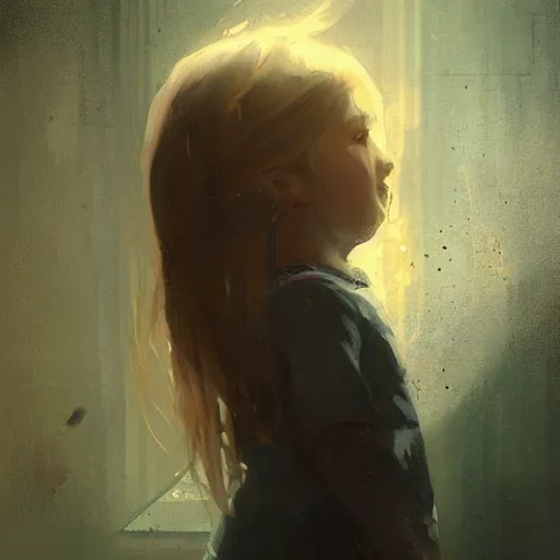 Image similar to little girl, artwork by greg rutkowski,