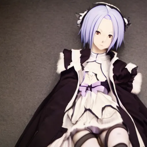 Image similar to candid photo of rem from re : zero, take by annie leibovitz