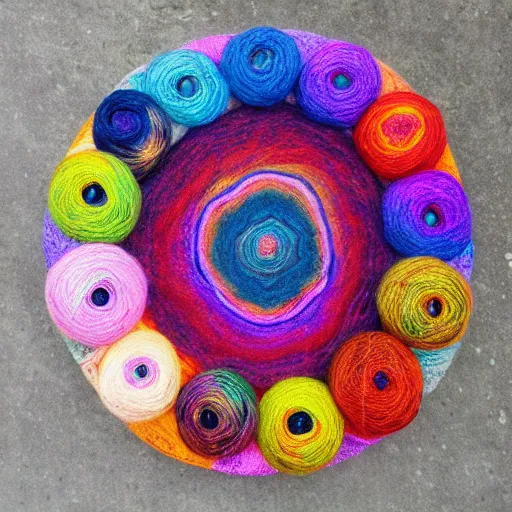 Prompt: Liminal space in outer space, yarn mandala