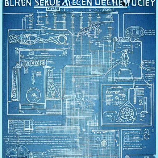 Prompt: blueprint of secret alien technology