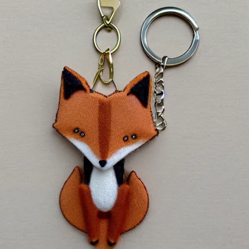 Image similar to little figure of a fox hanging at a keychain