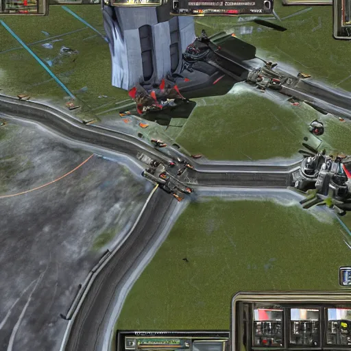 Prompt: viewed from a Tesla tank in Command and Conquer Red Alert 3