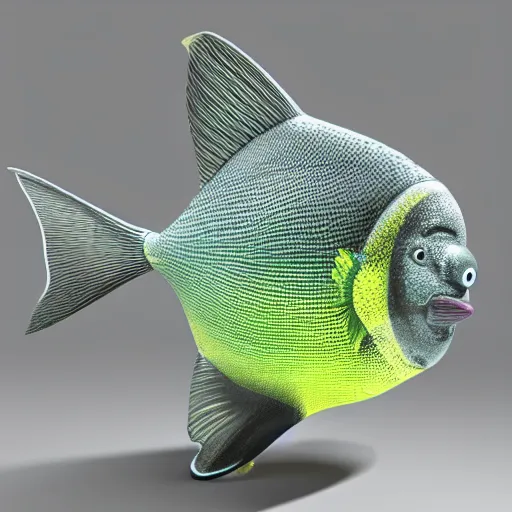 Prompt: fish shaped bottle, high resolution 3 d render, 8 k