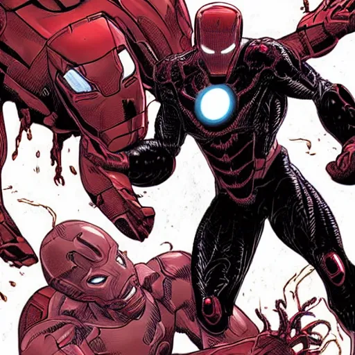 Prompt: Iron Man covered in venom