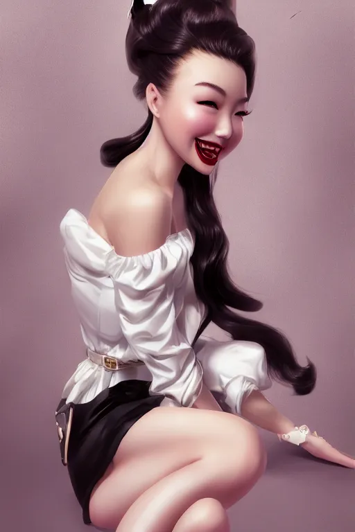 Prompt: a pin up and luxury beautiful fashion and loveable dreamlke taiwan girl, chic clothes, charming smile, by artgerm lau & jeehyung lee & irakli nadar, hyperdetailed, 8 k realistic, symmetrical, beautiful lighting, digital art,, frostbite 3 engine, cryengine, dof, trending on artstation