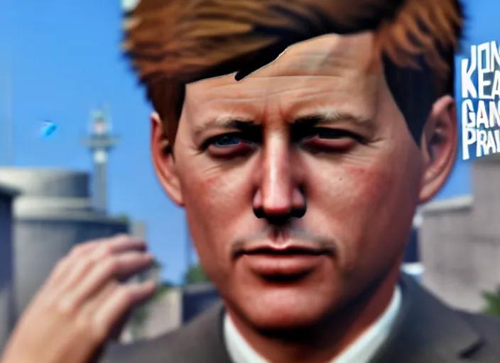 Prompt: ps 4 gameplay, john f kennedy in life is strange, unreal engine, upper body and face