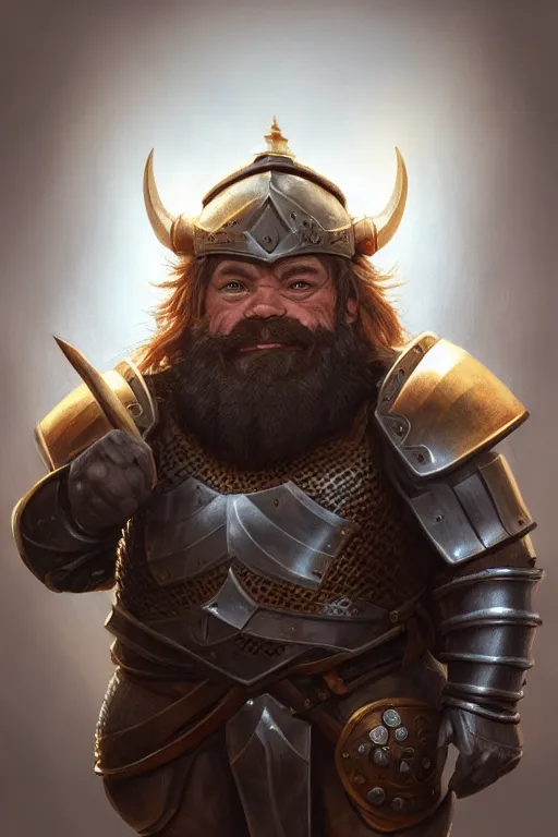 Image similar to dwarf knight portrait, highly detailed, d & d, fantasy, highly detailed, digital painting, trending on artstation, concept art, sharp focus, illustration, global illumination, ray tracing, realistic shaded, art by artgerm and greg rutkowski and fuji choko and viktoria gavrilenko and hoang lap