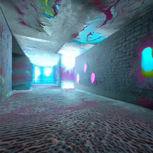 Image similar to psychedelic, melting walls, unreal engine,