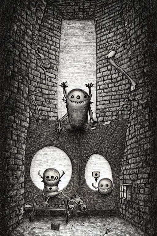 Image similar to a drawing of a creepy monster, a storybook illustration by John kenn, behance contest winner, pop surrealism, storybook illustration, childs drawing, macabre