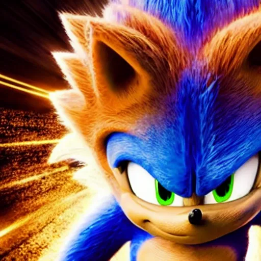 Prompt: super saiyan sonic movie poster, super saiyan, sonic the hedgehog