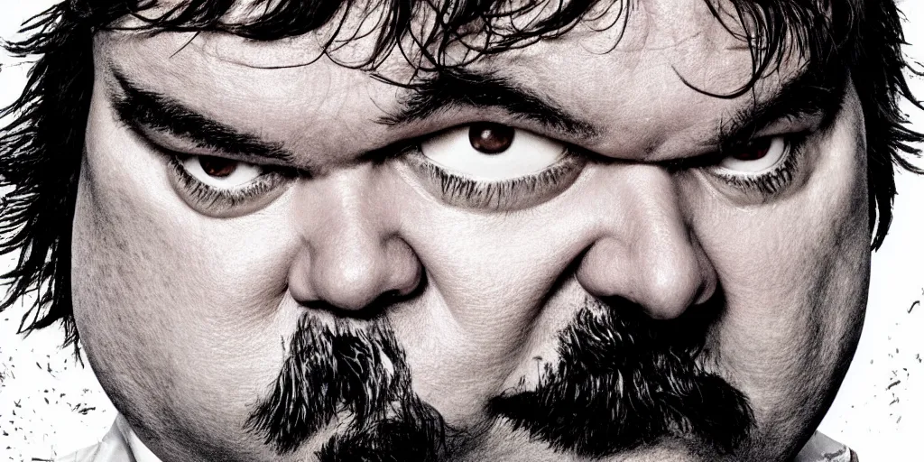 Image similar to jack black as the penguin. movie poster. blockbuster hit.