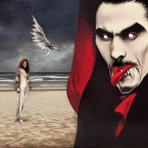 Prompt: dracula at the beach