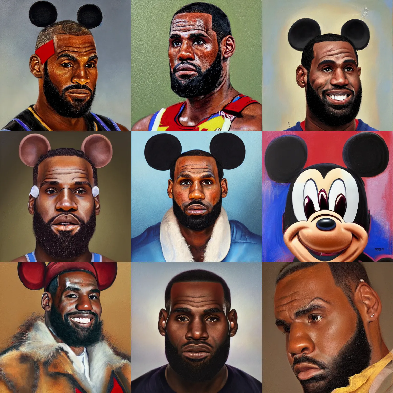 Lebron James holding a mickey mouse trophy, digital art, Stable Diffusion