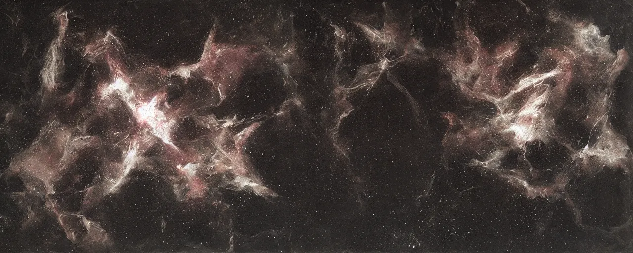 Image similar to epic space nebula, by nicola samori