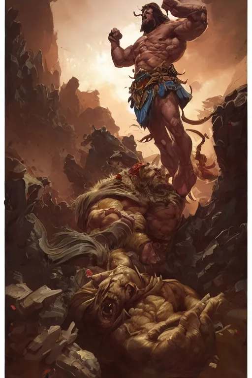 Prompt: photography of jesper ejsing, deep focus, hulking herculean ogre jesus christ. d & d, fantasy, intricate, elegant, highly detailed, digital painting, artstation, concept art, matte, sharp focus, illustration, hearthstone, art by artgerm and greg rutkowski and alphonse mucha