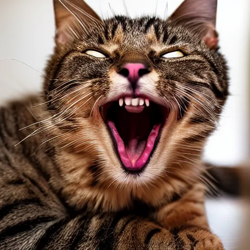 Prompt: photo of cat yawning, ultra hd