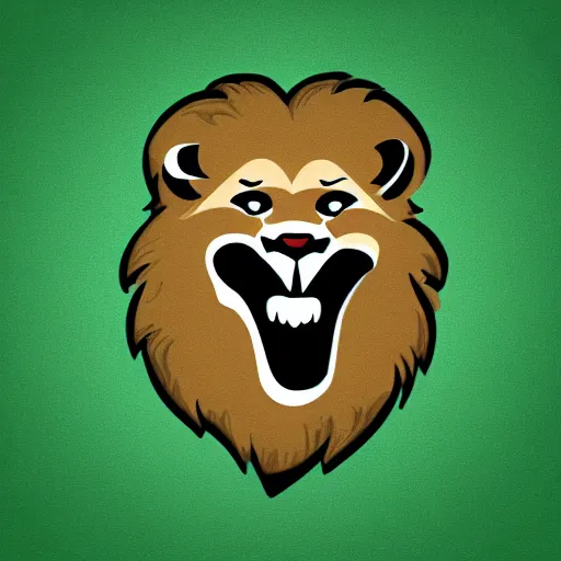 Image similar to sports logo of a laughing lion