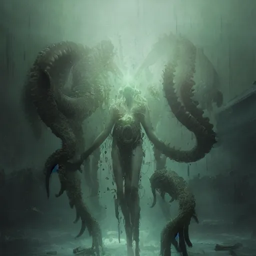 Prompt: lovecraftian horror by ruan jia