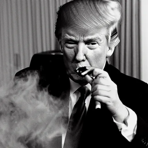 Image similar to a photo of donald trump smoking a cigarrette