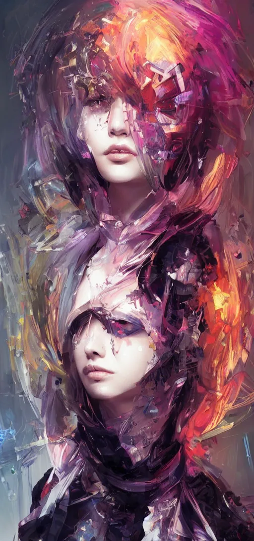 Prompt: A portrait of young punk woman , by Stanley Artgerm Lau, WLOP, Rossdraws, James Jean, Andrei Riabovitchev, Marc Simonetti, and Sakimichan, trending on artstation with a blend of manga-style art, augmented with vibrant composition and color, all filtered through a cybernetic lens, studio lighting, lit by flashing pixel light, cinematic lightning, medium shot, mid-shot, highly detailed, trending on artstation, Unreal Engine 4k, cinematic wallpaper