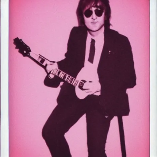 Prompt: john lennon in pink paradise, polaroid photo, perfect photo, photo pinterest