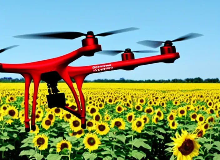 Image similar to Communist Propaganda Poster of a Bayraktar TB2 drone in a sunflower field.