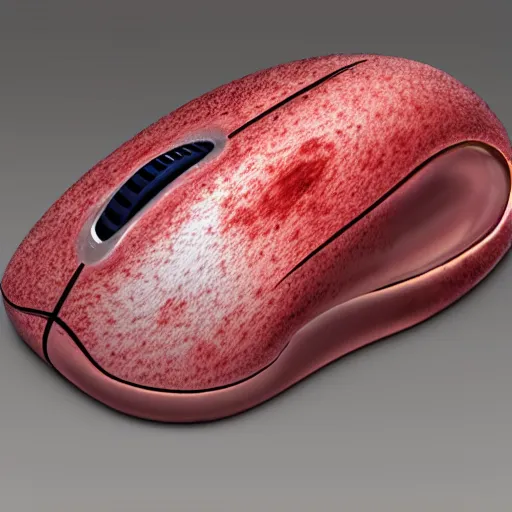 Image similar to computer mouse made from skin and flesh by shishido mazafaka, realism, ominous,