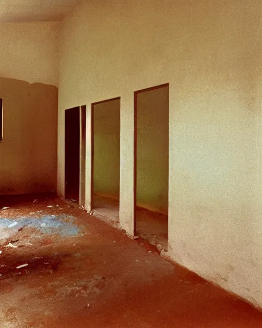 Prompt: the empty interior of a house in polpetto that was built in the 1 9 7 0 s, painterly, offset printing technique, photographed on kodachrome by brom, robert henri, walter popp, cinematic lighting, various refining methods, micro macro autofocus, ultra definition, award winning photo