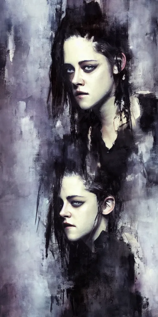 Prompt: A painting of Kristen Stewart, by Jeremy Mann