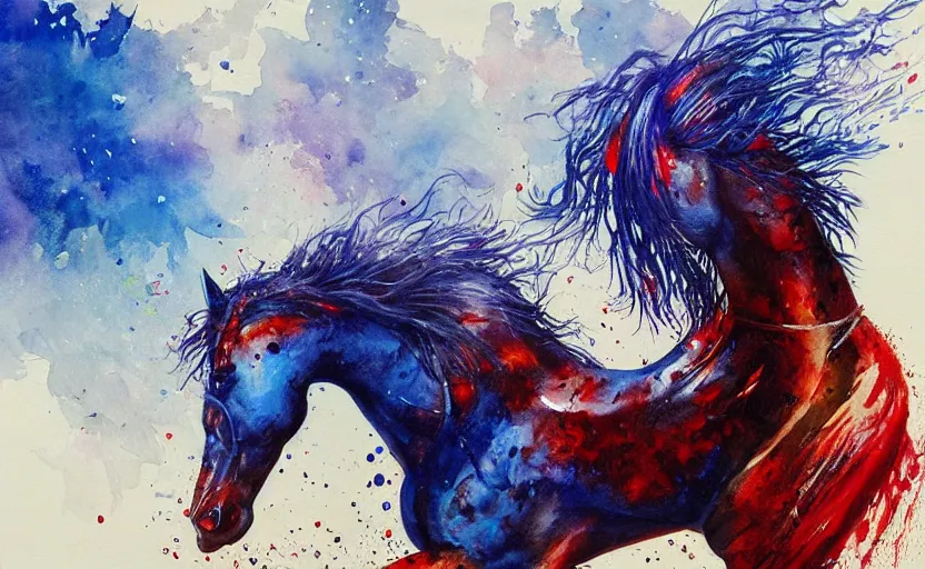 Image similar to a painting of pepsihorse trending on artstation in the style of greg rutkowski, 3 d, watercolor, beautiful, horse, pepsi