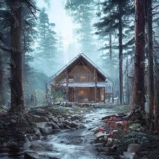 Image similar to a cabin in the woods by Klaus Wittmann