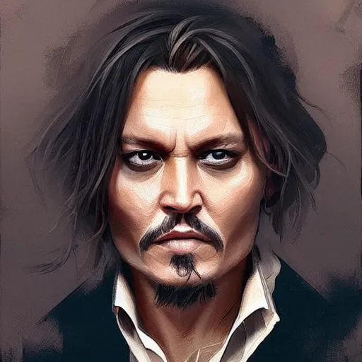 Image similar to “ portrait of johnny depp by greg rutkowski, young, attractive, highly detailed portrait, scifi, digital painting, artstation, concept art, smooth, sharp foccus ilustration, artstation hq ”