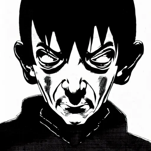 Image similar to Mr Bean looking sinister, by Tsutomu Nihei, highly detailed