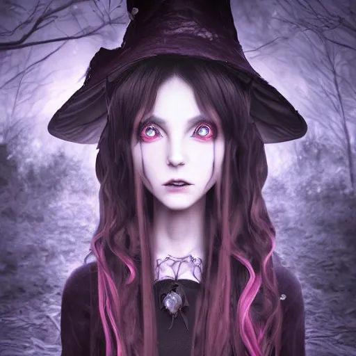 portrait of beautiful darkness witch 3D anime girl,, Stable Diffusion