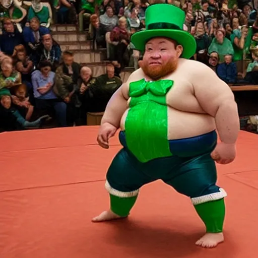 Prompt: leprechaun sumo wrestler