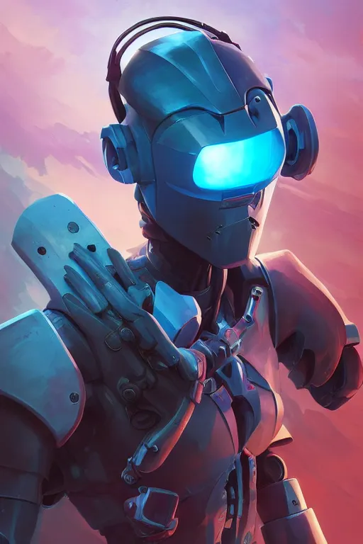 Image similar to epic mask helmet robot ninja portrait stylized as fornite style game design fanart by concept artist gervasio canda, behance hd by jesper ejsing, by rhads, makoto shinkai and lois van baarle, ilya kuvshinov, rossdraws global illumination radiating a glowing aura global illumination ray tracing hdr render in unreal engine 5