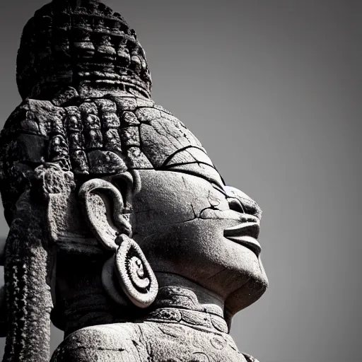 Image similar to angkor thon, asuras, giant, right profile, photorealistic, photography hight quality, sharp, stones, award winning photography, canon, thierry rouzier