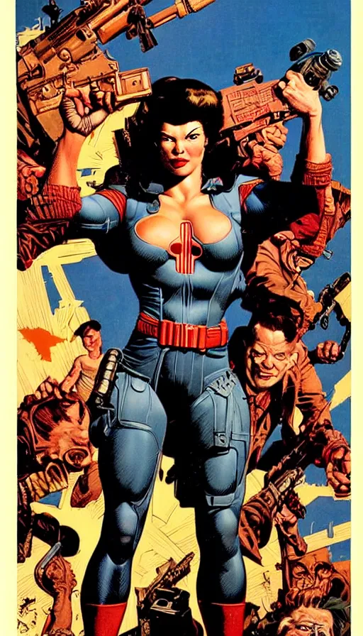 Image similar to female version of the punisher. portrait by clyde caldwell and jean giraud and anton otto fischer and john philip falter and will eisner and gil elvgren