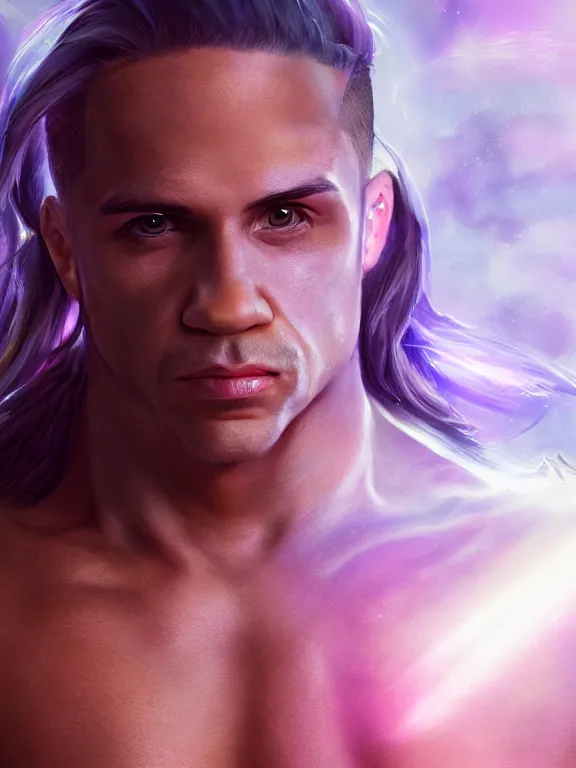 Prompt: portrait art of Tyler1 with long flowing hair, 8k ultra realistic , lens flare, atmosphere, glow, detailed, intricate, full of colour, cinematic lighting, trending on artstation, 4k, hyperrealistic, focused, extreme details, unreal engine 5, cinematic, masterpiece