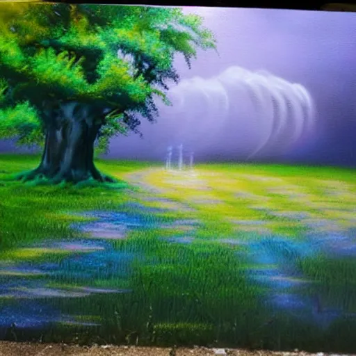 Prompt: beautiful landscape spray painting