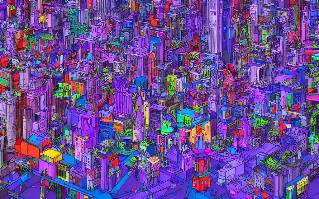 Image similar to plastic toy city potemkin fantastical cityscape, award winning digital art, ultraviolet color palette