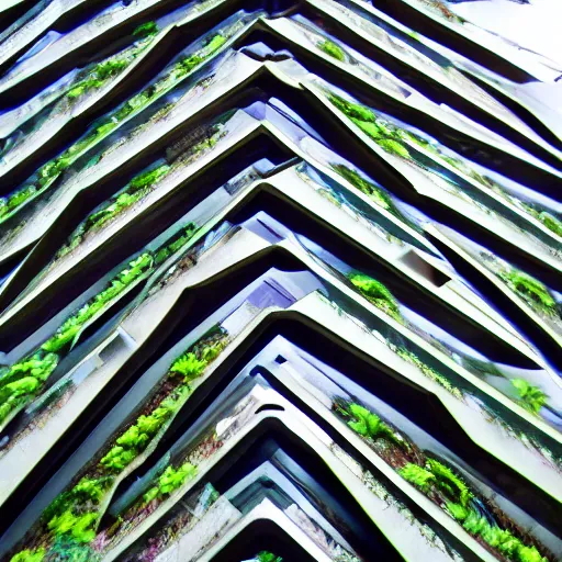 Prompt: of a building full of plants, futurism, mc Escher, photography, architecture, 8k, detailed