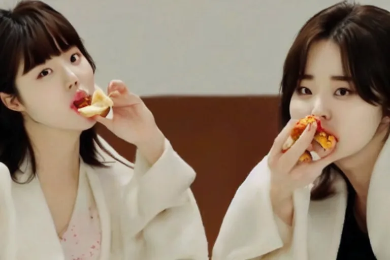 Image similar to Iu Jieun, seductively eating