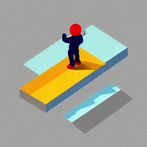 Prompt: isometric flat art of a man on the moon