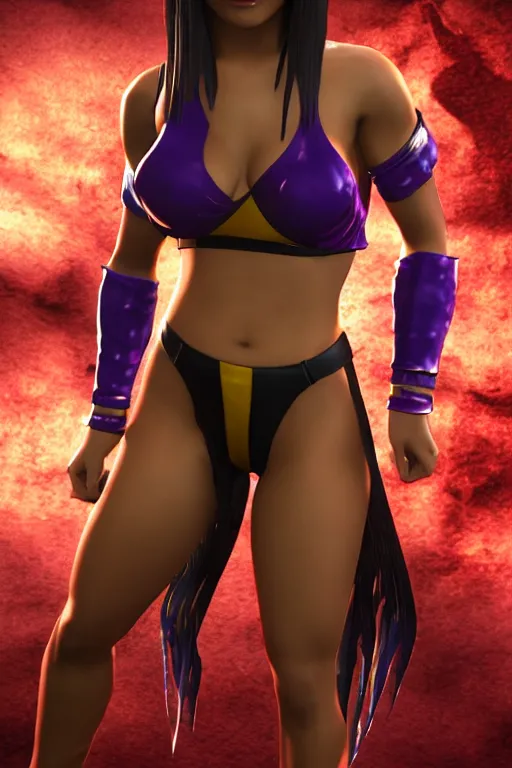 Image similar to mileena from mortal kombat 3 d render
