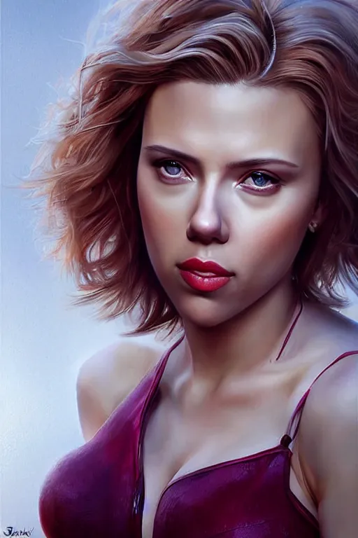 Prompt: scarlett johansson in the style of stefan kostic, realistic, full body, sharp focus, 8 k high definition, insanely detailed, intricate, elegant, art by stanley lau and artgerm