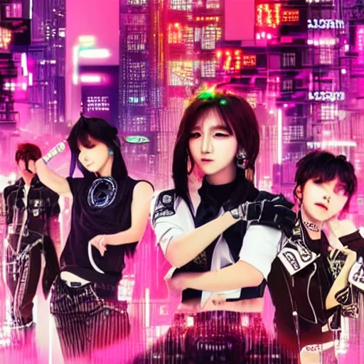 Prompt: k - pop idol cyberpunk dystopia