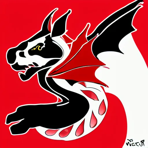 Image similar to vector art of welsh dragon and panda mixed, intercrossed, chimera, welsh flag, adobe illustrator